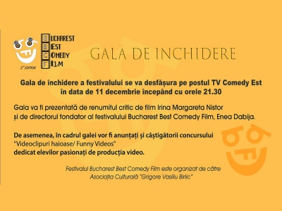 Bucharest Best Comedy Film Festival 2020 - Gala de închidere & difuzare film câştigător